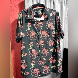 Just Attitude Neon Rose Shirt Button Down